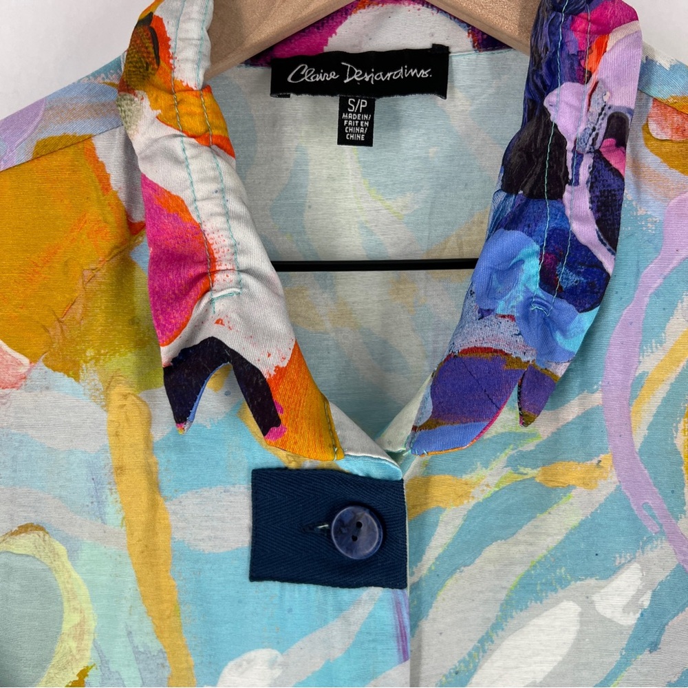 Claire Desjardins Colorful Abstract Sleeveless Button Front Tunic Lagenlook - Picture 3 of 16